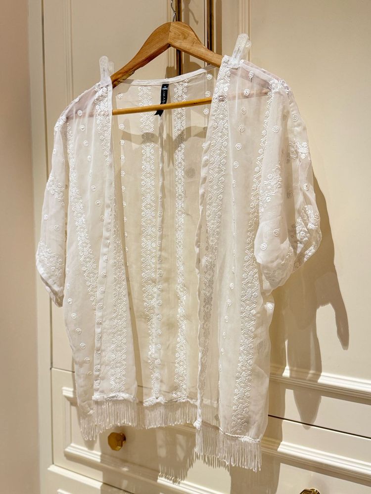 Elegant White Sheer Cardigan