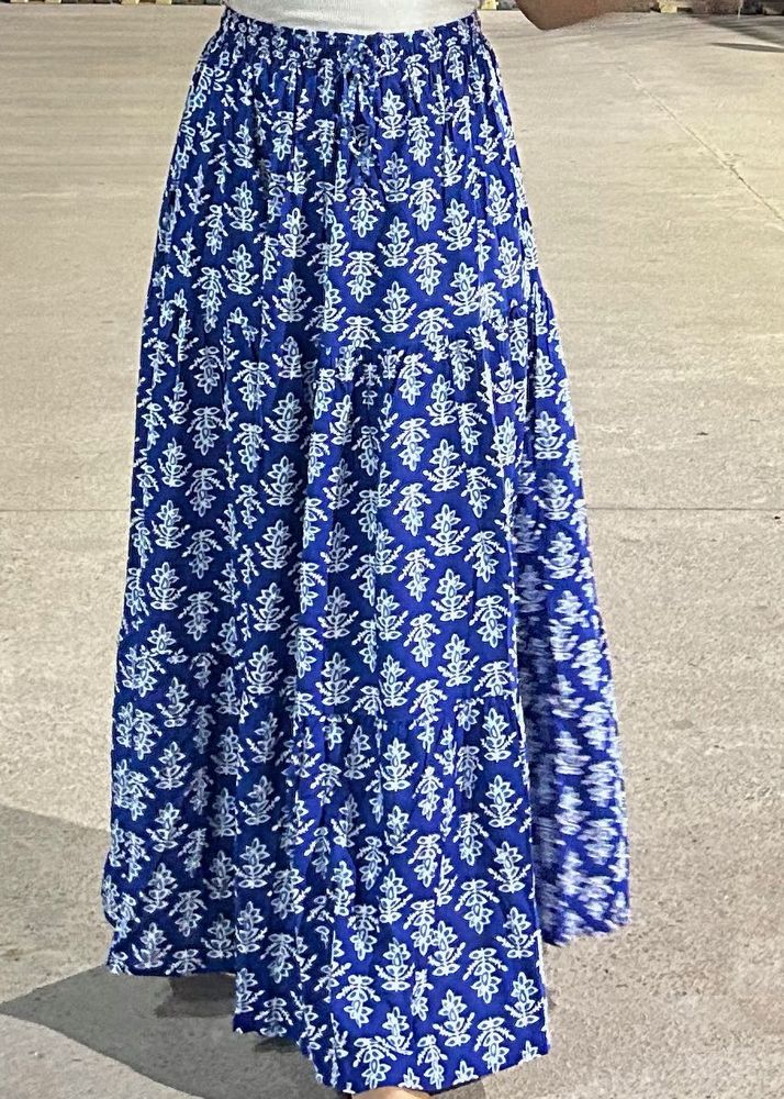 Blue Printed Ethnic Skirt
