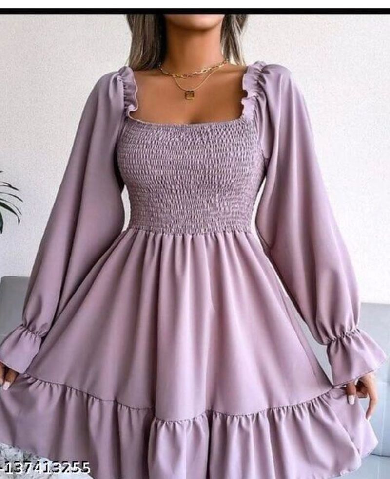 Lilac Smocked Ruffle Mini Dress