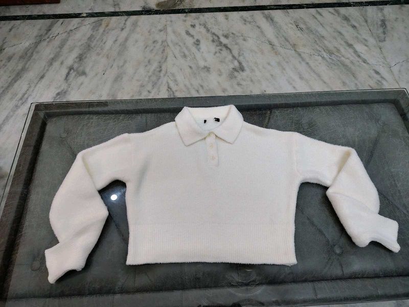 Cozy White Knit Sweater