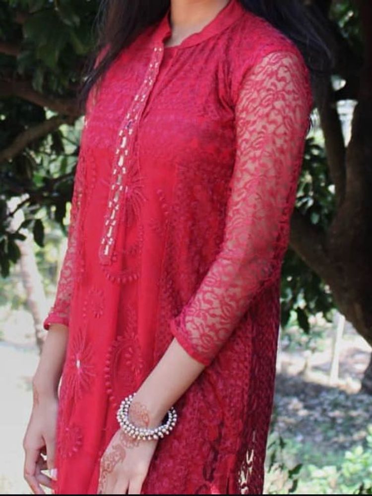 Red Lace Kurti