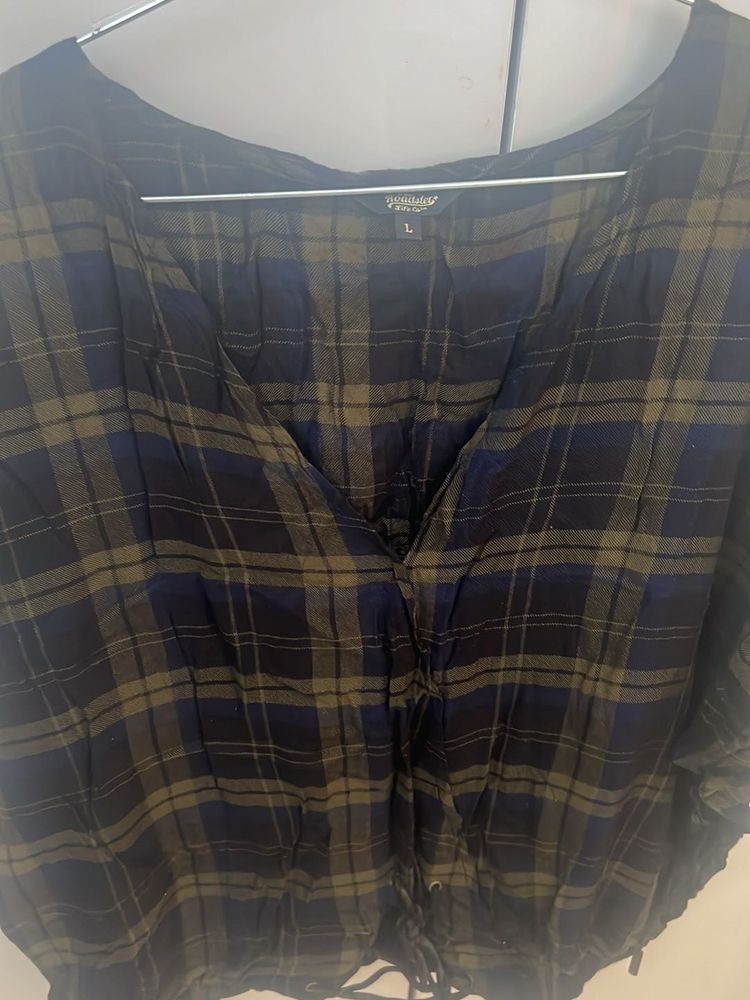 Green and Blue Plaid Top