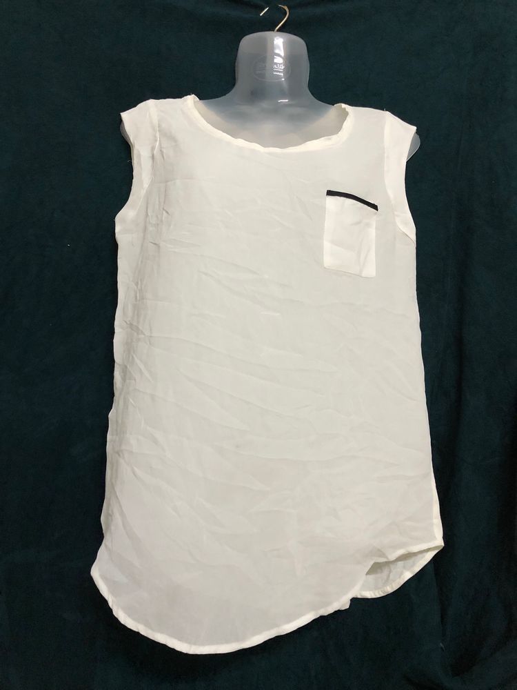 Mango White Plain Top