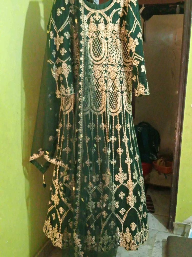 Green Beautiful Dress Only One Time Wear