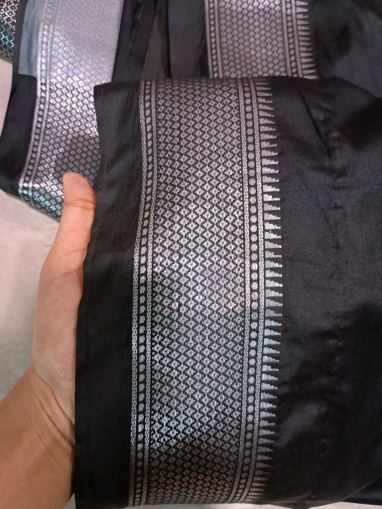 Black And Silver Saree