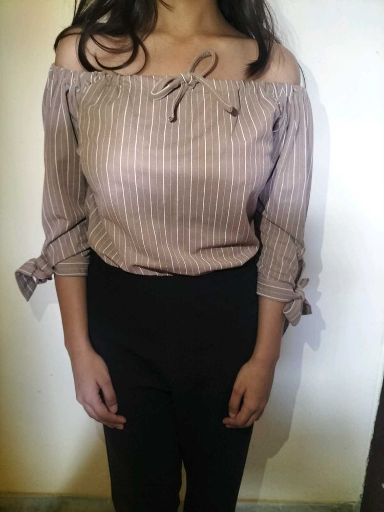 Off-shoulder Striped Top