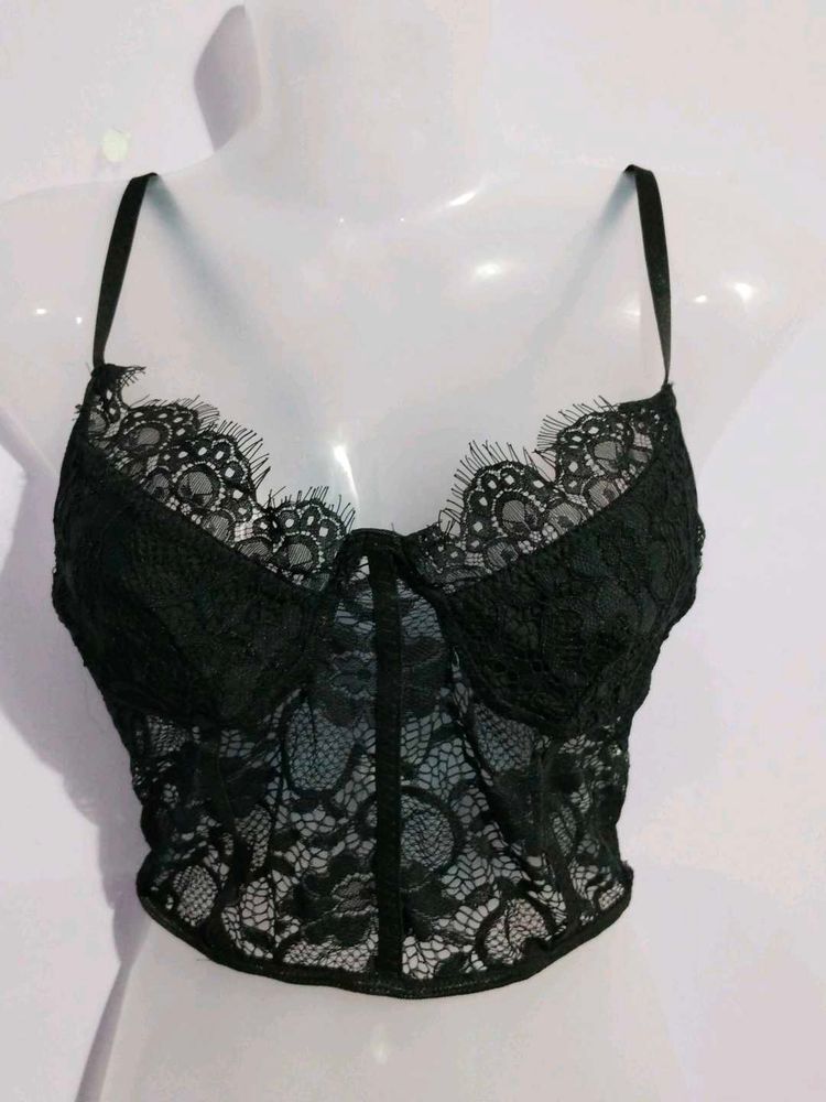 BLCK NET LACE CORSET