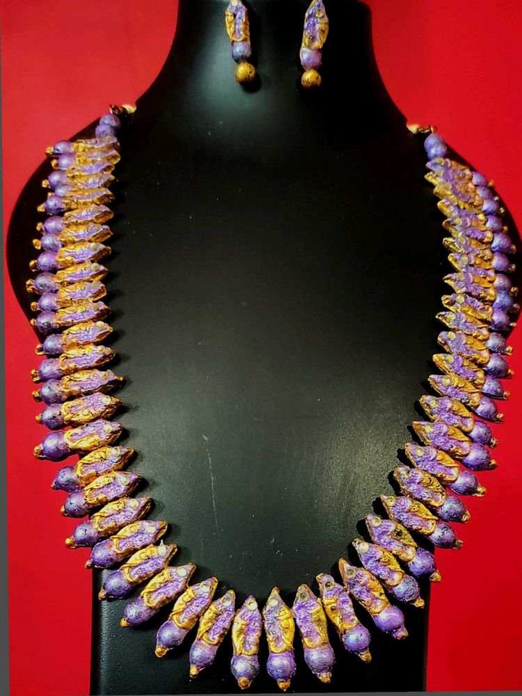 Purple &amp; Gold Necklace Set
