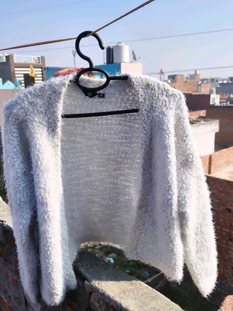 Cozy White Fuzzy Cardigan