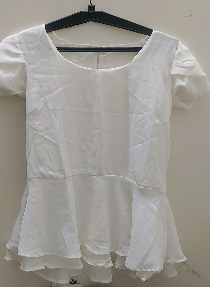 White Peplum Top