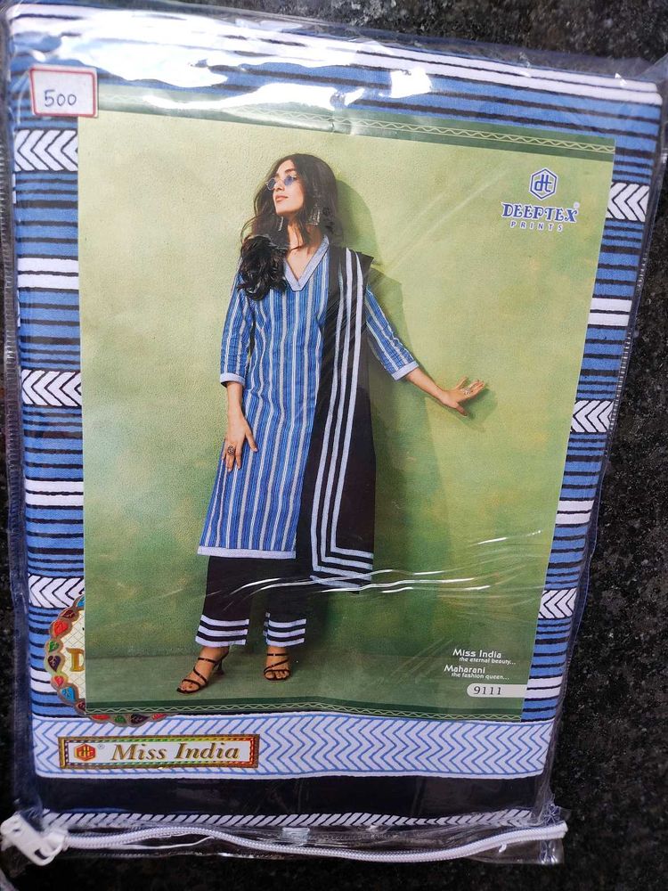 Striped Kurta Set Material.