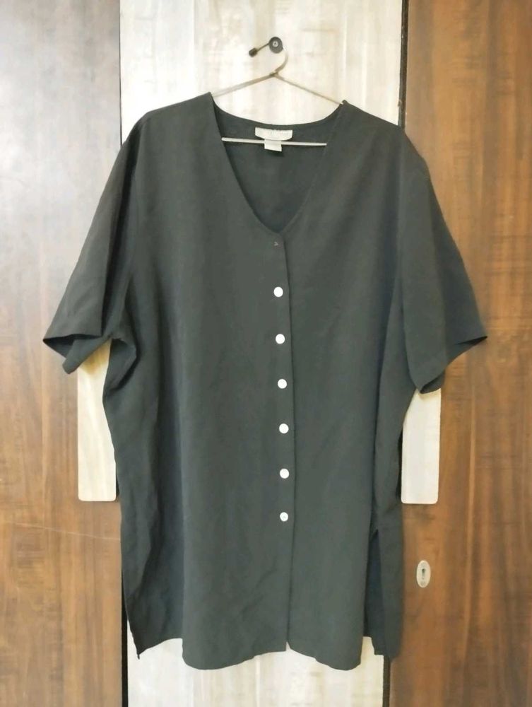 Vintage Black Button-Down Tunic