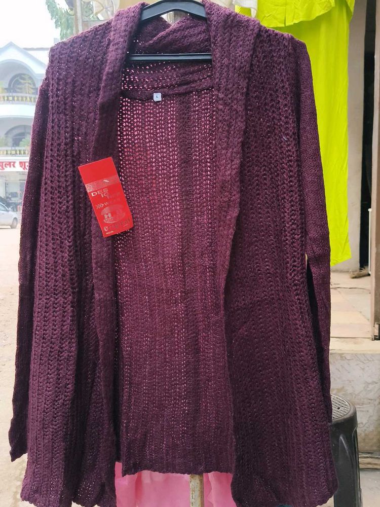 Burgundy Knit Cardigan