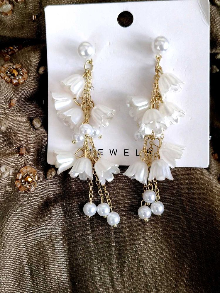 Floral Pearl Drop Earrings
