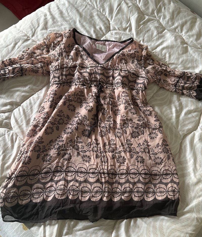 Floral Print Dress with Tie Waist