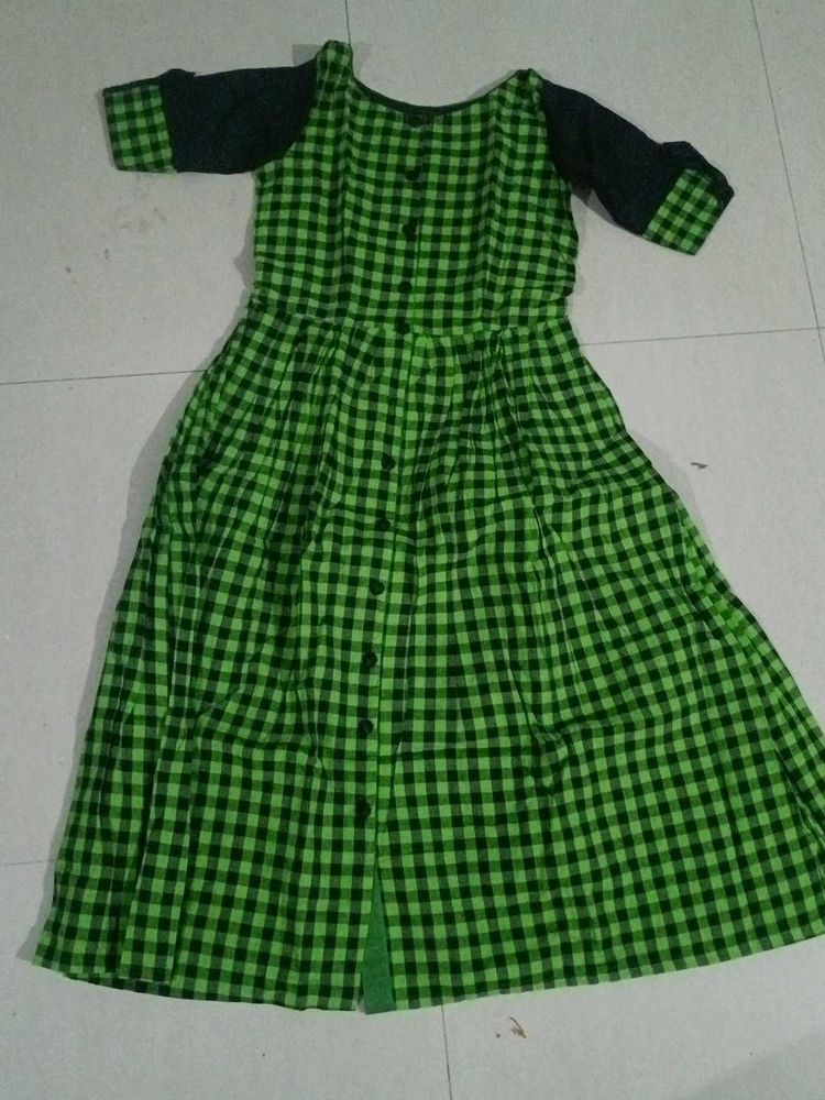 Green Checked Dress