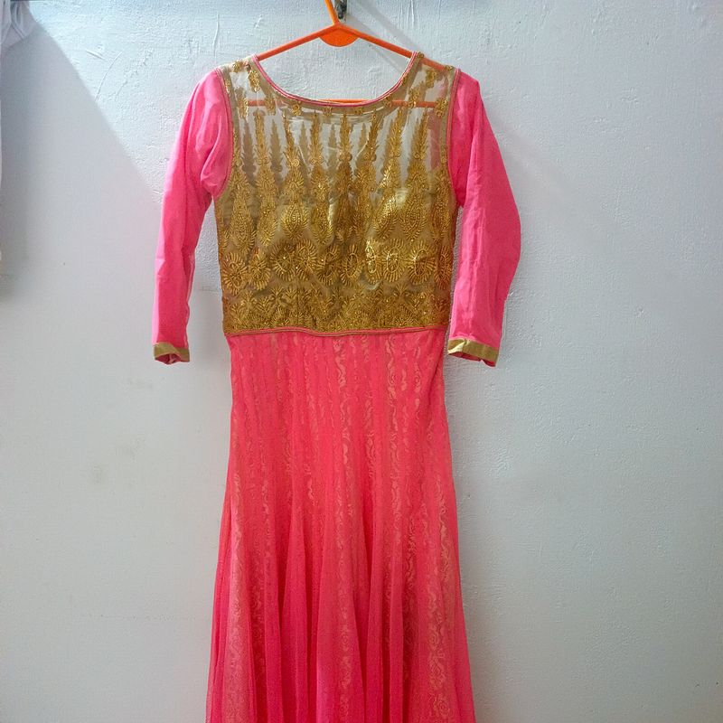 Net Stitched Heavy Stone Work Bust Paded Anarkali