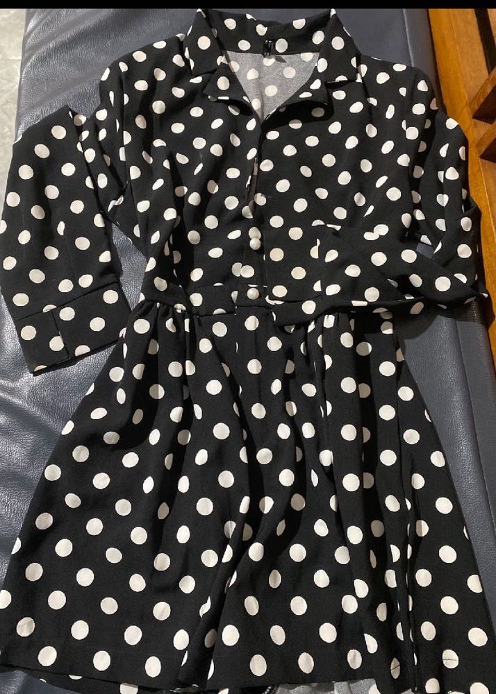 Black &amp; White Polka Dot Dress