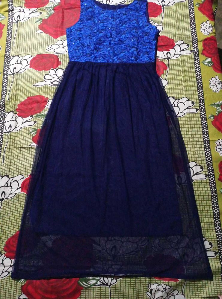 Blue Floral Lace Dress