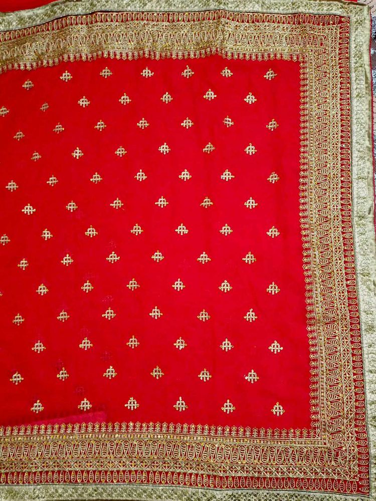 Red Embroidered Saree