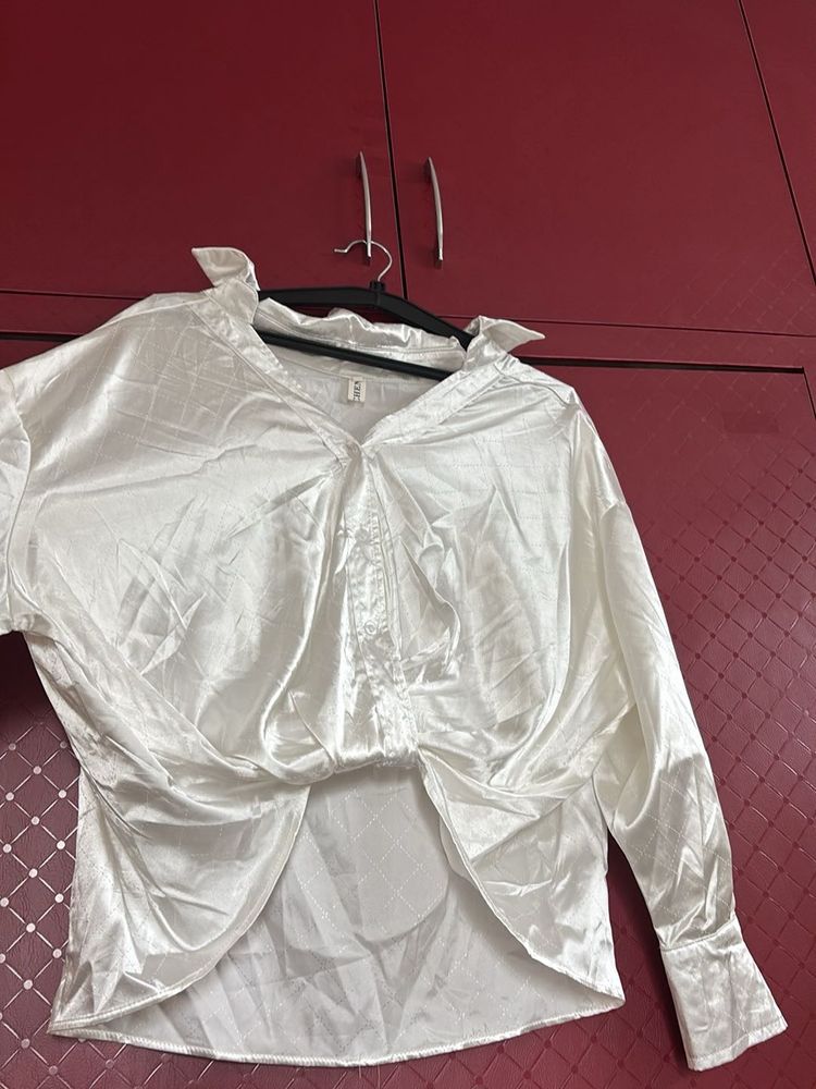 White Satin Style Top