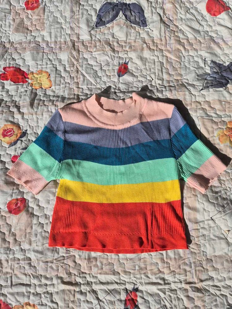Rainbow Stripe Top For 12 To 16 Yr