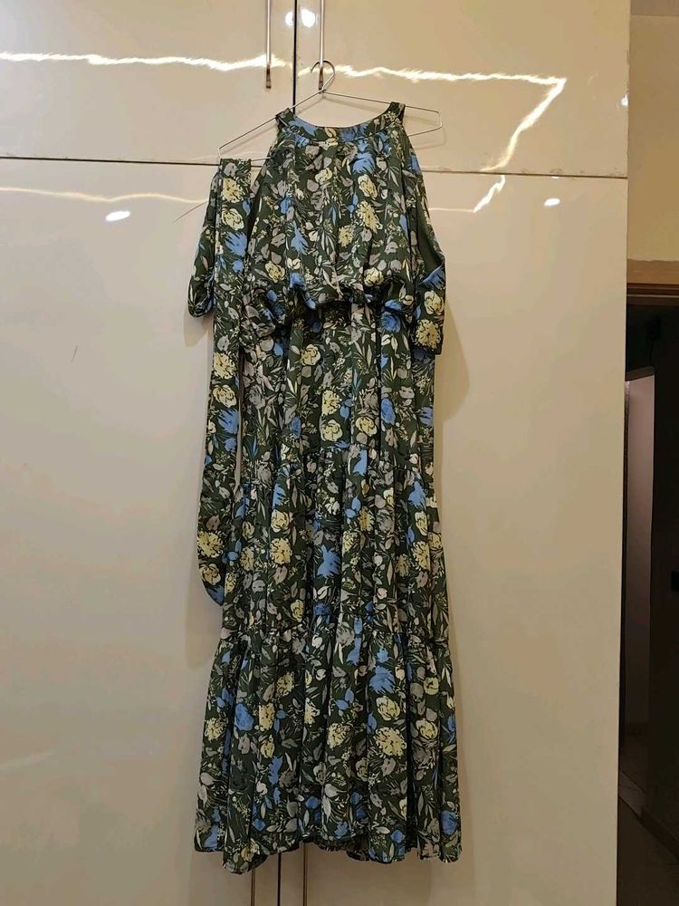 Smart Olive Green Halterneck Dress