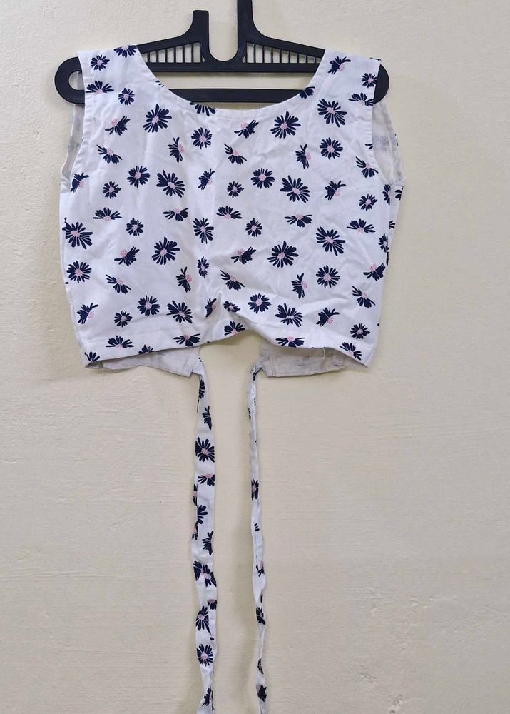 Floral Tie-Back Crop Top