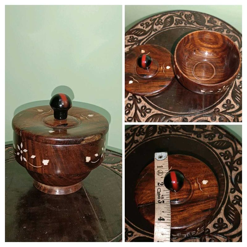 New Hand Carved Wooden Bowl with Lid