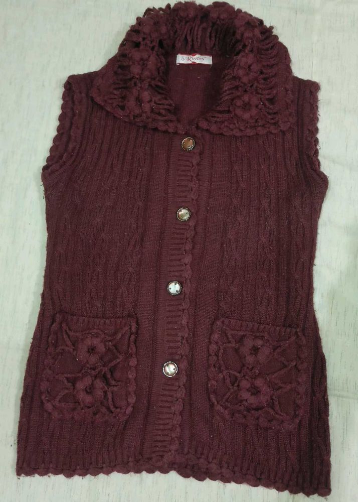 Maroon Knitted Vest