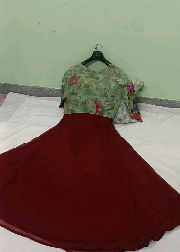Floral Maroon Long Dress New