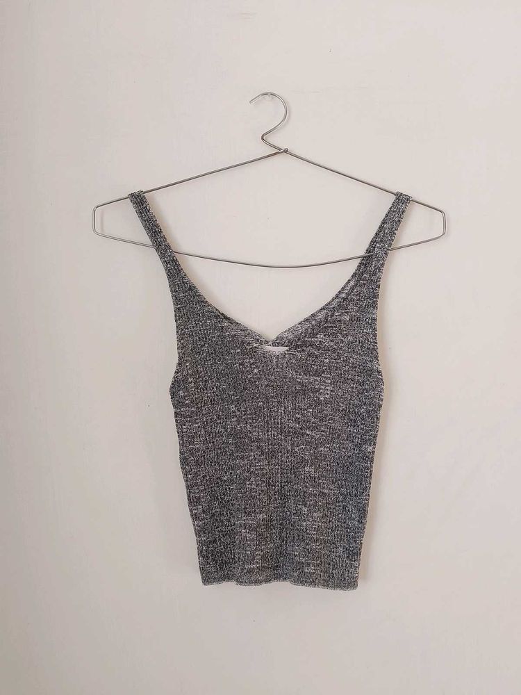 Grey  Aline Branded Crop Top.