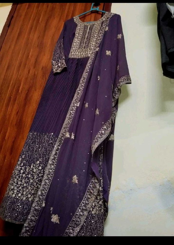 Elegant Purple Ethnic Anarkali Set