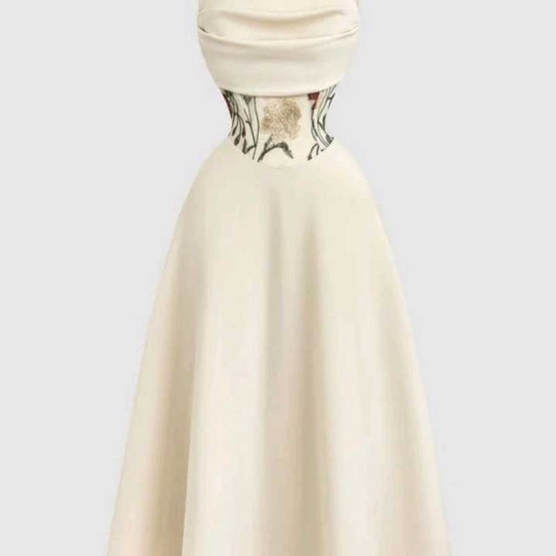 Elegant Cream Midi Dress