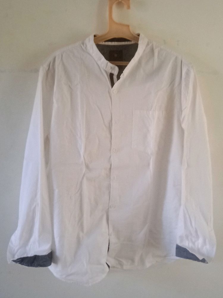 White Manderine Collar Shirt