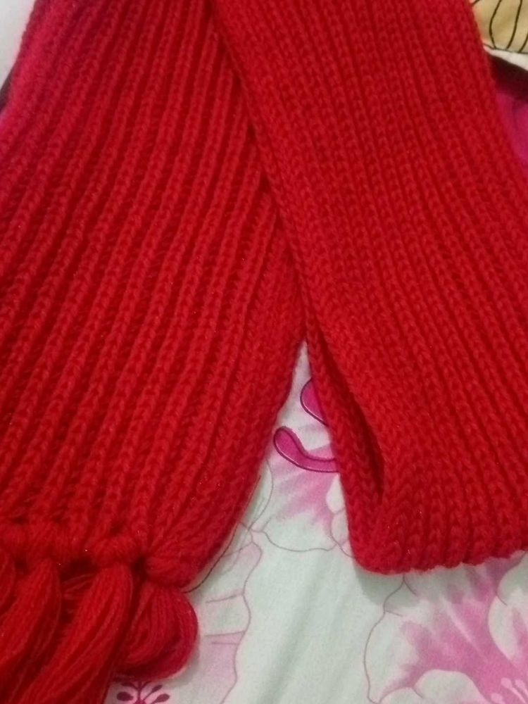 mikasa Red Knitted hand made Scarf