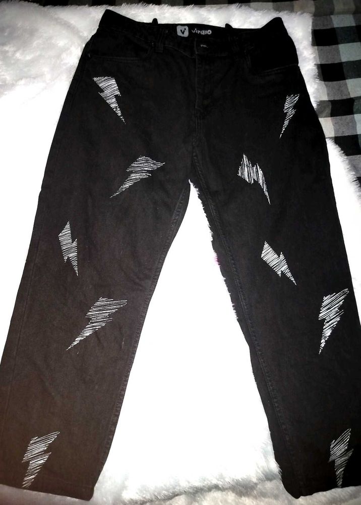 Black Lightning Bolt Jeans