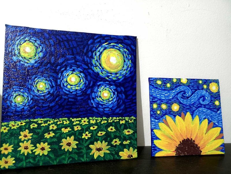 Starry Night &amp; Sunflower Paintings (2)
