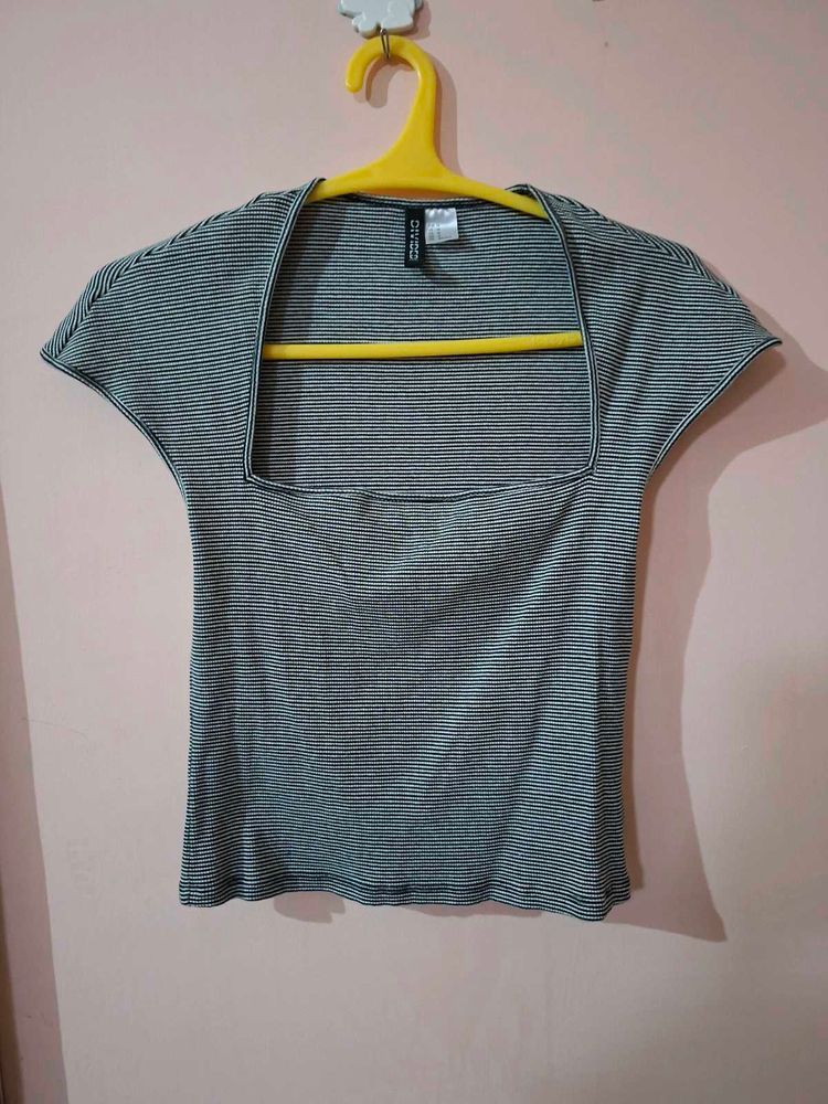 Striped Square Neck Top