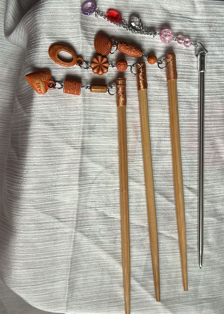 Beaded Hair Sticks - Set of 4