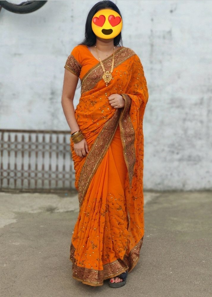 KUNDAN WORK Saree With Blouse