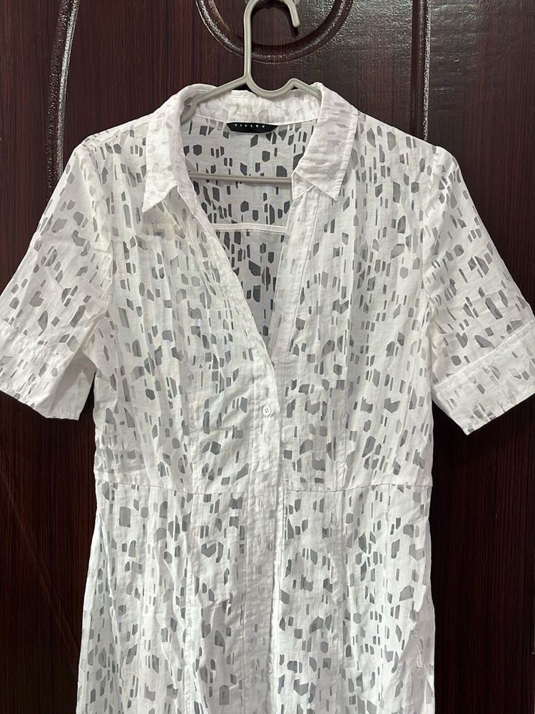 Sisley White sheer Patterned Dress