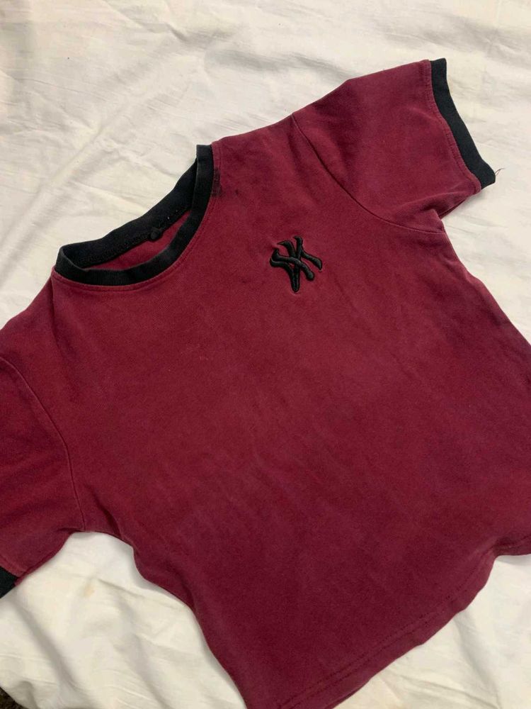 Vintage Yankees MAROON Ringer Tee