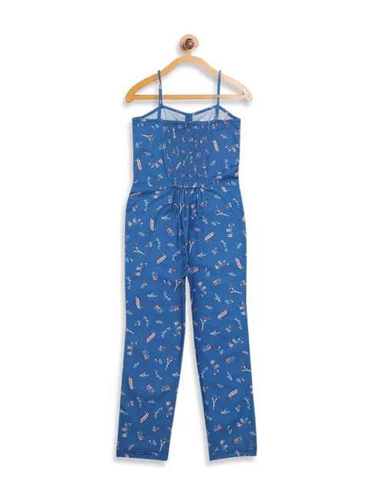 Elle Kids Blue Printed Jumpsuit