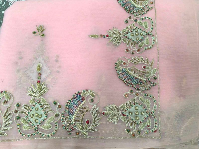 vintage Zardosi hand work saree