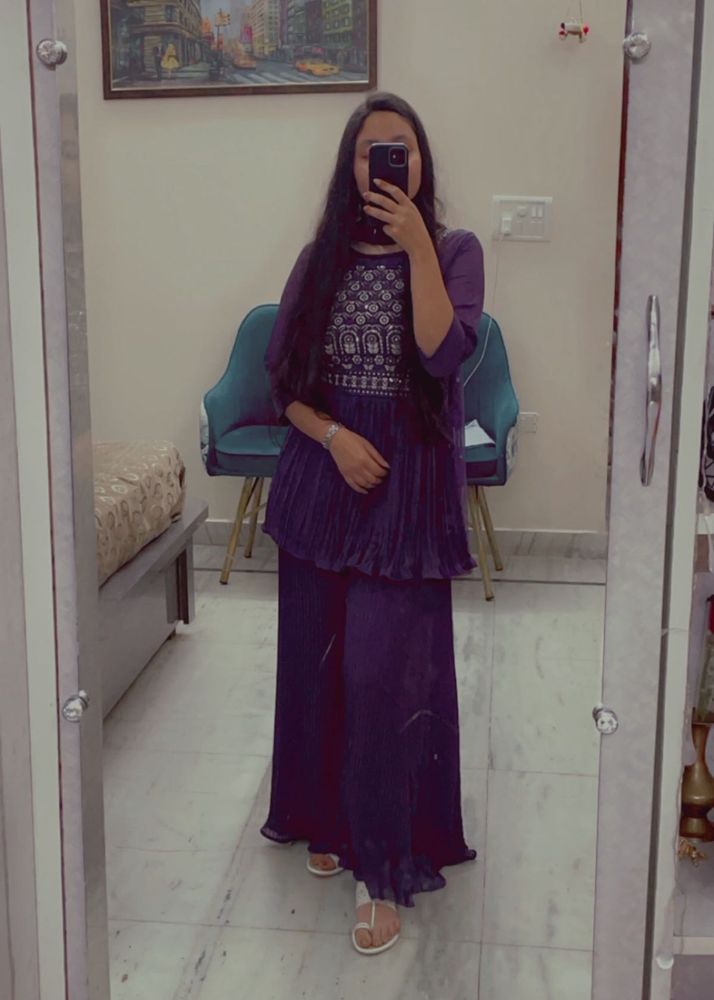 Elegant Purple Kurta Palazzo Set