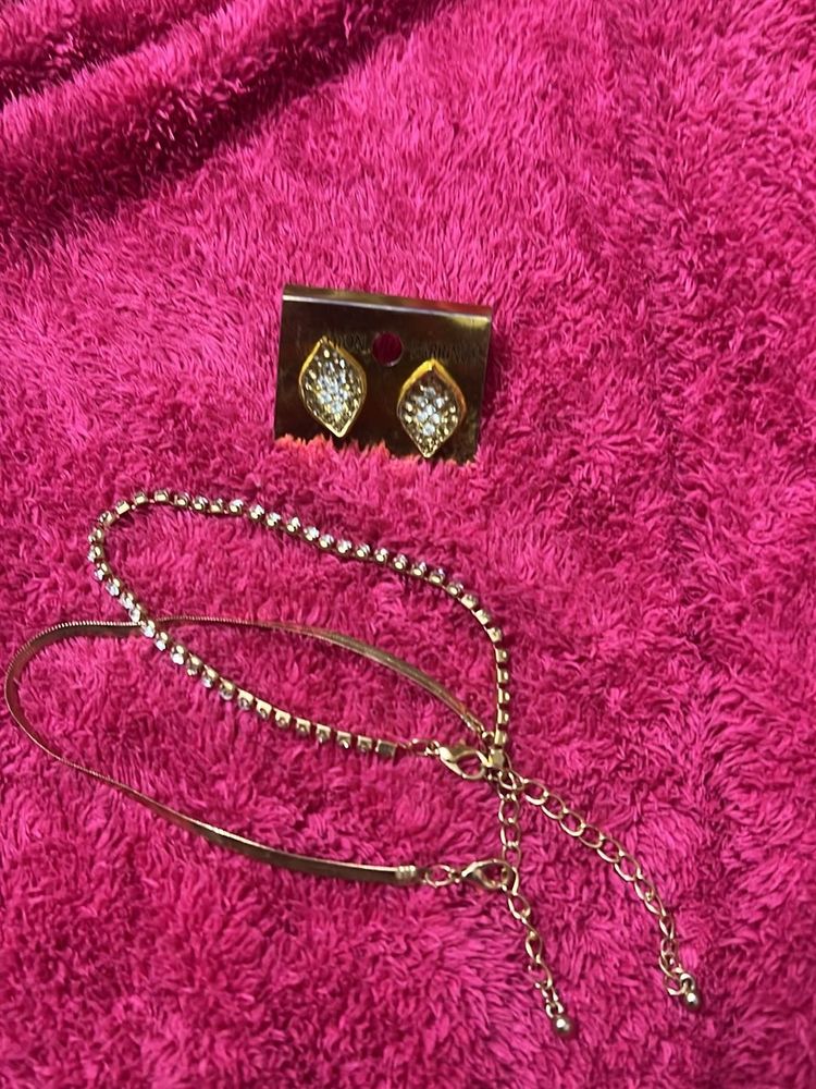 Sparkling Gold Bracelet Set &amp; Earring Combo❤️