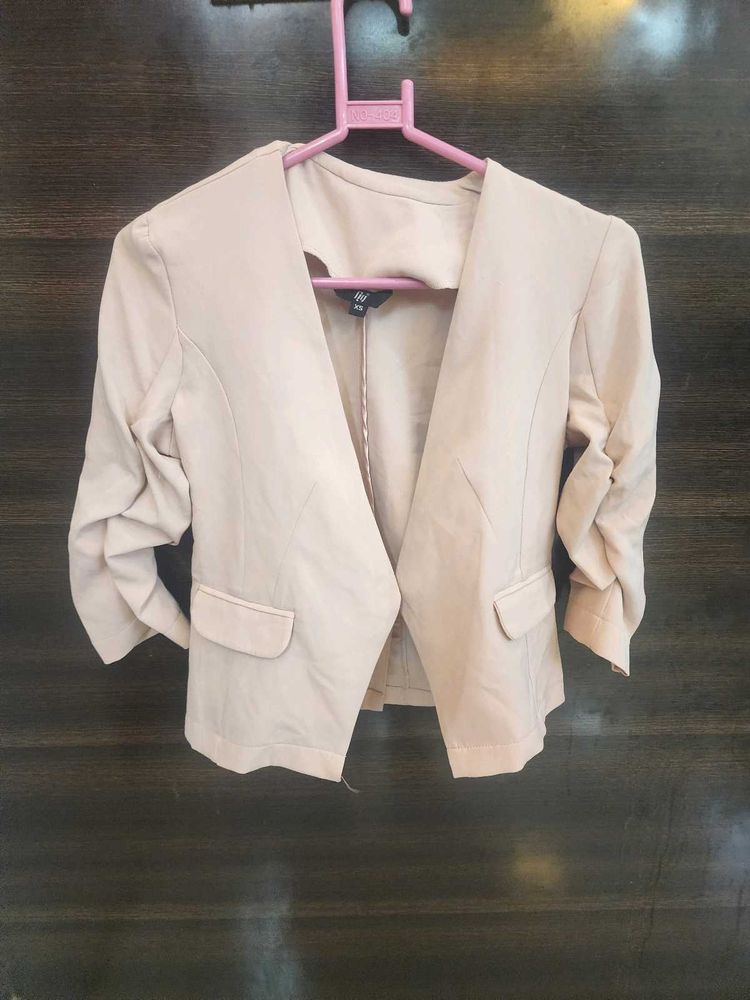 Nude Blazer With Fancy Sleeves
