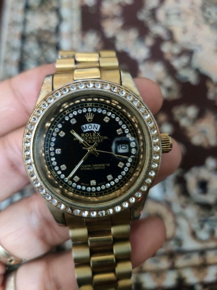 Rolex Copy Wrist Watch Golden Color