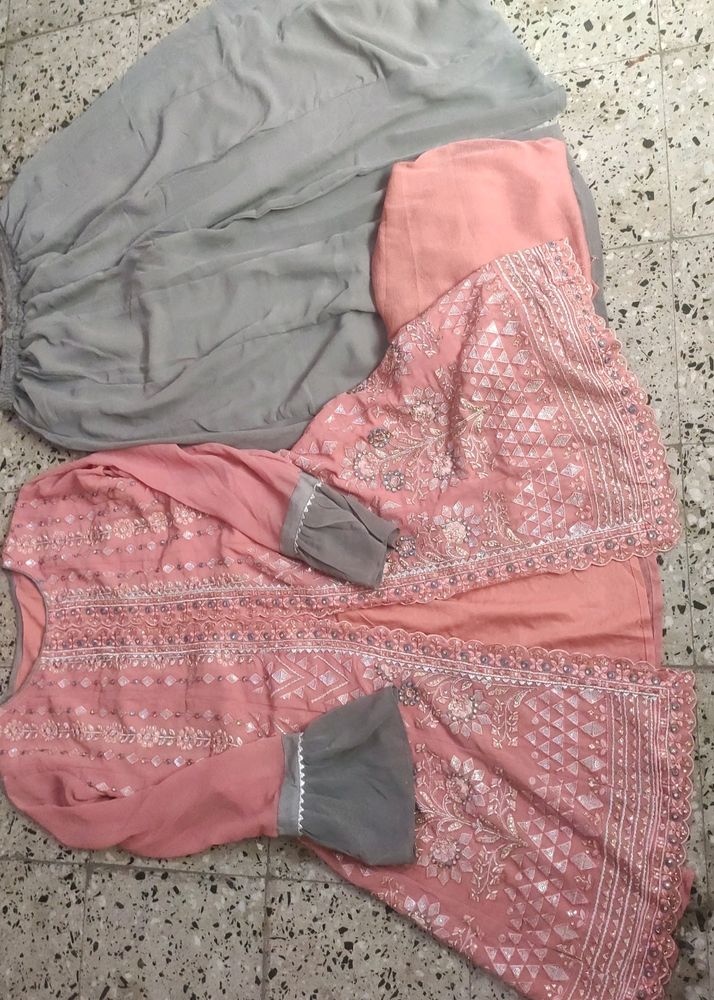 Cut Work Gol Kurta Nd Plzao Set